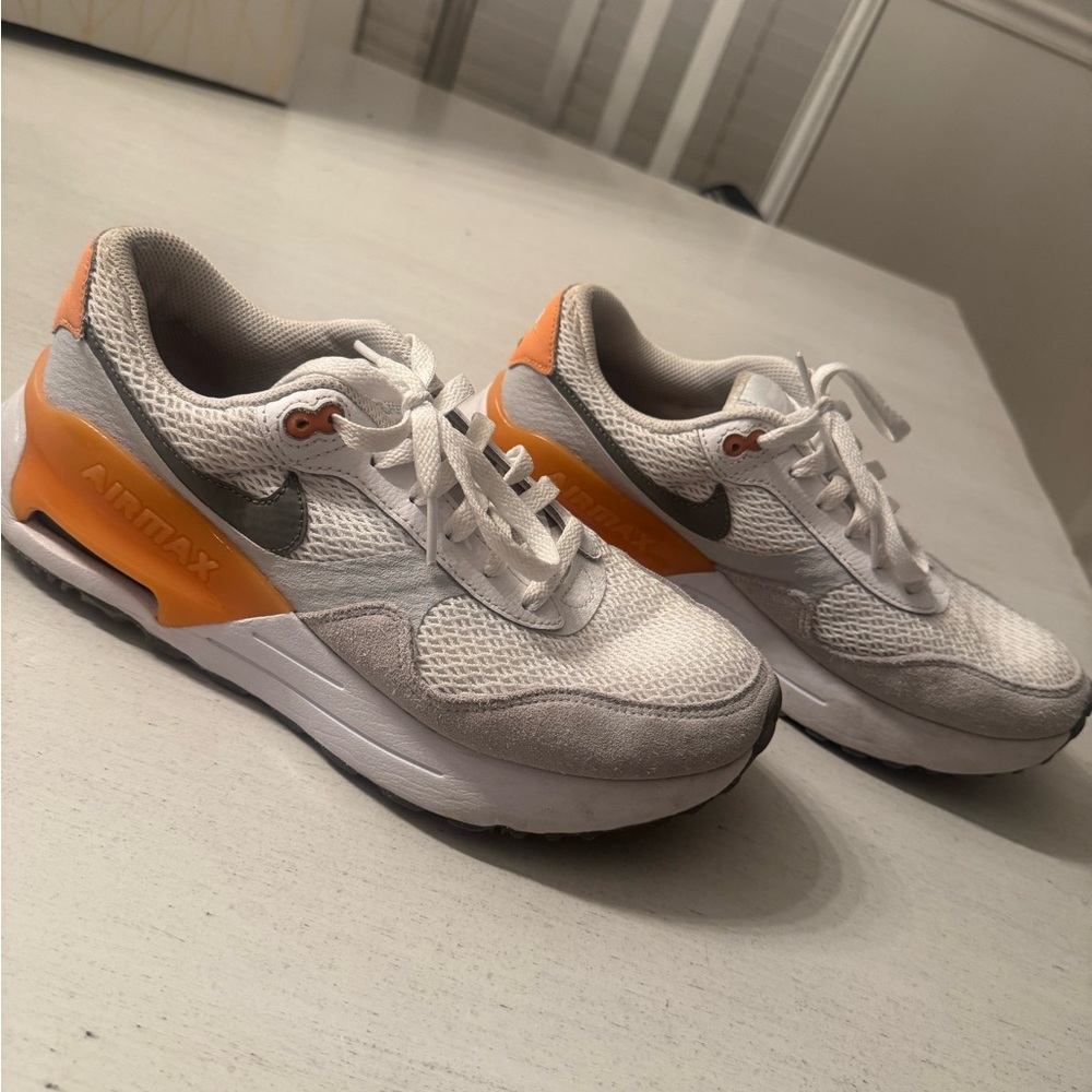 Nike Air Max White and Orange Athletic Shoes